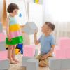 TRENDBOX 6 Pcs Toddler Foam Blocks, 5.5inch Soft Foam Cubes Blocks with Detachable Washable Cover, Soft Play Blocks for Toddlers and Kid Light Gray & Pink view 4