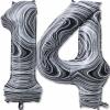 14 Balloon Number, 40 Inch Black Marble Foil Balloons Giant Jumbo Helium Number 14 or 41 Balloons for 14th 41th Birthday Decorations Anniversary Events Boys Girls Party Decorations(Black Marble Agate) view 1