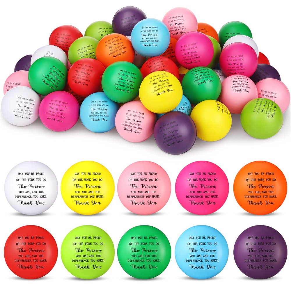 100 Pcs Thank You Gift Stress Balls Appreciation for May You Be Proud of The Work You Do Relief Anxiety Fidget Toys for Adults Employee Coworker Teacher Retirement