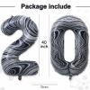 20 Balloon Number, 40 Inch Black Marble Foil Balloons Giant Jumbo Helium Number 20 Balloons for Boys Girls 20th Birthday Decorations Anniversary Events Party Decorations(Black Marble Agate) view 3