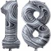 18 Balloon Number, 40 Inch Black Marble Foil Balloons Giant Jumbo Helium Number 18 Balloons for Boys Girls 18th Birthday Decorations Anniversary Events Party Decorations(Black Marble Agate) view 1