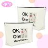 2Pcs Mahjong Player Gift for Women Makeup Bag Mahjong Lovers Gift Mahjong Game Storage Bag Gambling Gift for Grandma Cosmetic Bag Mahjong Gift Birthday Retirement Thanksgiving Gift Travel Makeup Pouch view 3