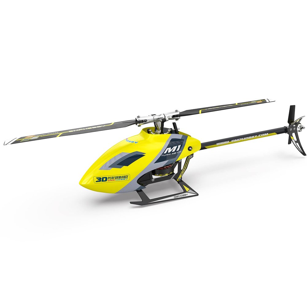 OMPHOBBY M1 EVO RC Helicopter for Adults with Dual Brushless Motors Direct-Drive 6 Channel, Professional 3D Flight Remote Control Heli for Peration Experienced Adult,BNF Version(OMP Protocol,Yellow)