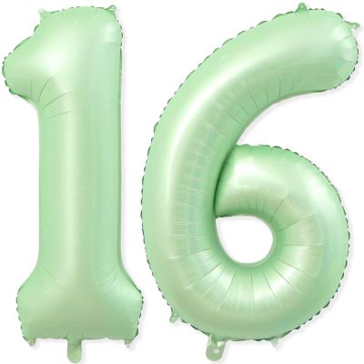 16 Balloon Number, 40 Inch Light Green Foil Balloons Giant Jumbo Helium Number 16 or 61 Balloons for 16th 61th Birthday Decorations Anniversary Events Boys Girls Party Decorations(Light Green)