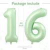 16 Balloon Number, 40 Inch Light Green Foil Balloons Giant Jumbo Helium Number 16 or 61 Balloons for 16th 61th Birthday Decorations Anniversary Events Boys Girls Party Decorations(Light Green) view 3