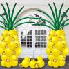 130 Pcs Tropical Garland Kit With Pineapple Balloons - 5'' 10'' 12'' Yellow Gold Green Long Latex Fruit Balloons for Summer Luau Hawaii Aloha Birthday Party Decorations view 1