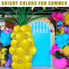 130 Pcs Tropical Garland Kit With Pineapple Balloons - 5'' 10'' 12'' Yellow Gold Green Long Latex Fruit Balloons for Summer Luau Hawaii Aloha Birthday Party Decorations view 4