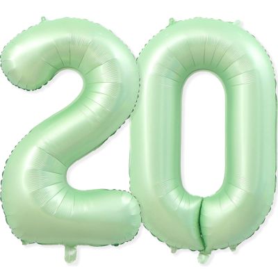 20 Balloon Number, 40 Inch Light Green Foil Balloons Giant Jumbo Helium Number 20 Balloons for Boys Girls 20th Birthday Decorations Anniversary Events Party Decorations(Light Green)