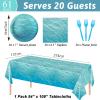 61 Pcs Ocean Sea Birthday Party Decorations Waves Themed Tableware Includes Blue Plates Napkins Forks Tablecloth Undersea Supplies for Hawaiian Summer Pool Beach Parties Baby Shower Serves 20 Guests view 2