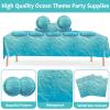 61 Pcs Ocean Sea Birthday Party Decorations Waves Themed Tableware Includes Blue Plates Napkins Forks Tablecloth Undersea Supplies for Hawaiian Summer Pool Beach Parties Baby Shower Serves 20 Guests view 3