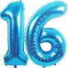 16 Balloon Number, 40 Inch Blue Foil Balloons Giant Jumbo Helium Number 16 or 61 Balloons for 16th 61th Birthday Decorations Anniversary Events Boys Girls Party Decorations (Blue) view 1