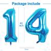14 Balloon Number, 40 Inch Blue Foil Balloons Giant Jumbo Helium Number 14 or 41 Balloons for 14th 41th Birthday Decorations Anniversary Events Boys Girls Party Decorations (Blue) view 3