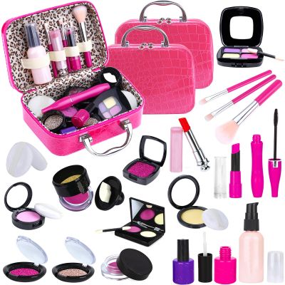 TEPSMIGO 2 Pack Pretend Makeup Kit for Girls, Kids Pretend Play Makeup Set - with Cosmetic Bag for Birthday Christmas, Toy Makeup Set for Toddler, Little Girls Age 3+(Not Real Makeup)