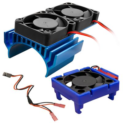 VXL-3s ESC Cooling Fan and Motor Dual Fan Set Compatible with Traxxas Slash 4x4 Stampede 4x4 Rustler 4x4 Hoss 44 Velineon VXL 3s Heat Sink, Blue