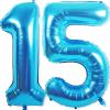 15 Balloon Number, 40 Inch Blue Foil Balloons Giant Jumbo Helium Number 15 or 51 Balloons for 15th 51th Birthday Decorations Anniversary Events Boys Girls Party Decorations (Blue) view 1
