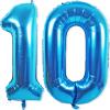 10 Balloon Number, 40 Inch Blue Foil Balloons Giant Jumbo Helium Number 10 Balloons for Boys Girls 10th Birthday Decorations Anniversary Events Party Decorations (Blue) view 1