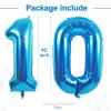 10 Balloon Number, 40 Inch Blue Foil Balloons Giant Jumbo Helium Number 10 Balloons for Boys Girls 10th Birthday Decorations Anniversary Events Party Decorations (Blue) view 3