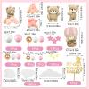 Yinder Bear Cake Toppers Mini Bear Cake Decorations Cake Toppers Gold White Pearl Ball for Birthday Party Decorations(Pink, Brown,Vivid Style) view 3