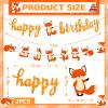 Lenwen 34 Pcs Jungle Animal Themed Party Decorations Cute Fox Birthday Party Supplies Include Farm Zoo Theme Banner, Balloons for Boy Girl Birthday Baby Shower Wedding Graduation view 2