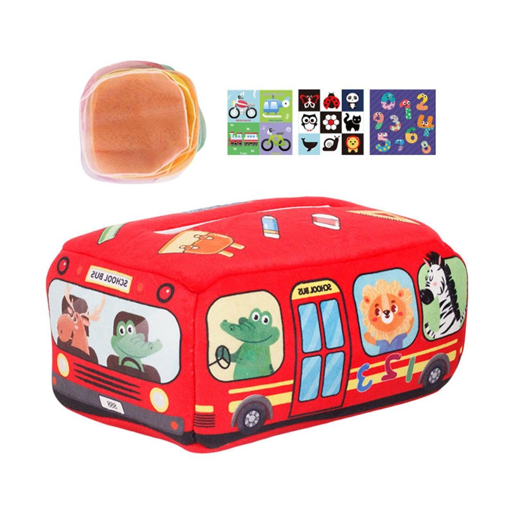 Kokiya Baby Tissue Box Silky Tissues Sensory Toy Preschool Learning Developmental Toy Crinkle Tissues Busy Pull Tissues Activities for Party Toy, Car