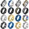 LSCZSLYH Stress Ring for Anxiety Relaxing Stainless Steel Rotatable Chain Fidget Metal Spinner Men Band Ring Jewelry (Color : Ring-Blue, Size : 6) view 2