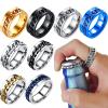 LSCZSLYH Stress Ring for Anxiety Relaxing Stainless Steel Rotatable Chain Fidget Metal Spinner Men Band Ring Jewelry (Color : Ring-Blue, Size : 6) view 3