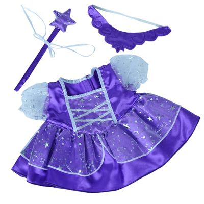 Purple Fairy Princess Outfit with Wand and Tiara for 1418 inch Plush Toys Teddy Bears Stuffed Animals Clothing Accessory Gift
