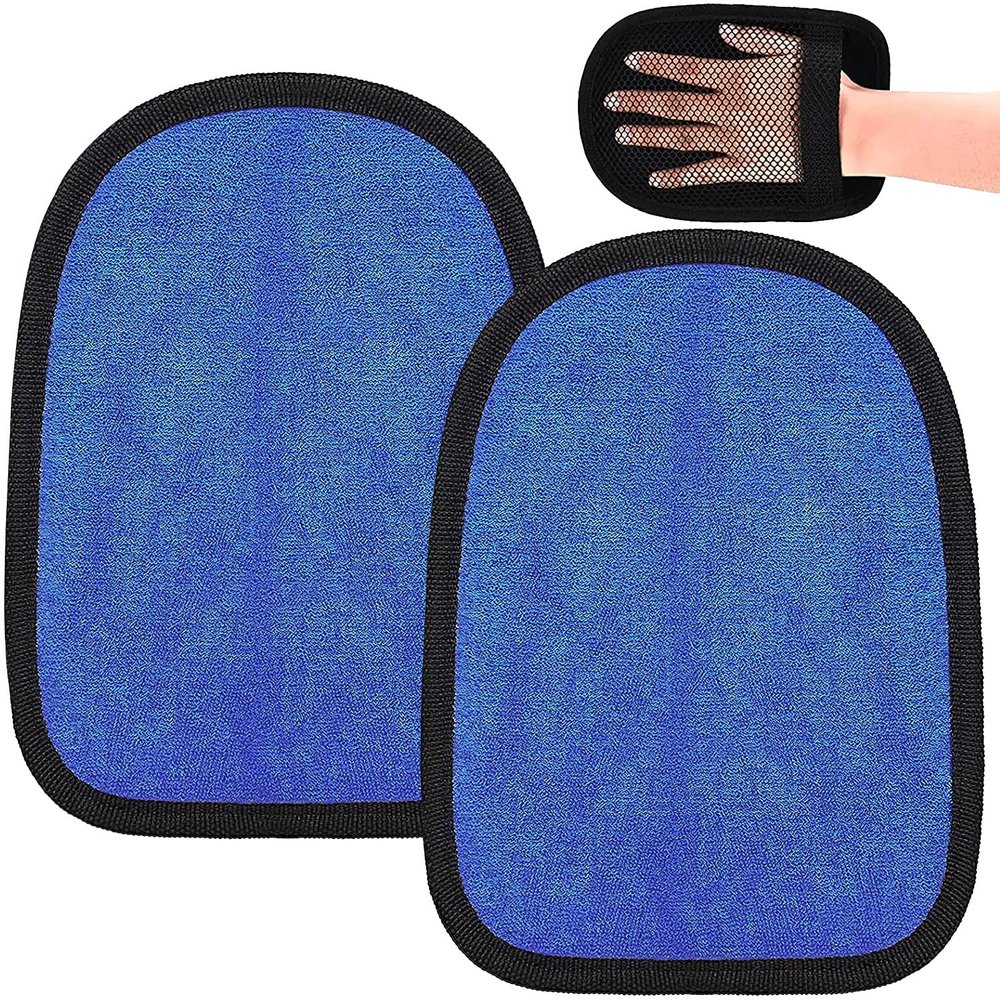 2 Pcs Sand Off Mitt for Water Sports and Beach Accessories, Soft Cleaner for Children Adults, Remover Wipe for Volleyball, Essentials Must Haves (Blue)