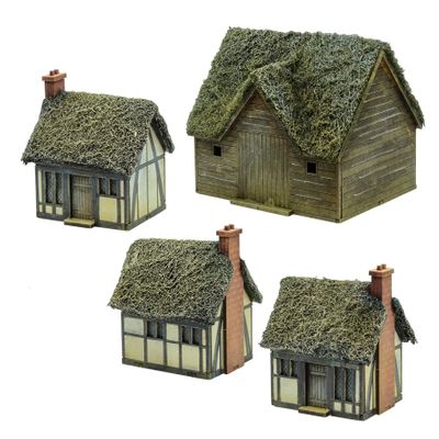 Warlord Games Pike & Shotte Epic Battles Thatched Hamlet Scenery Pack Military Table Top Wargaming Plastic Model Kit 21810001