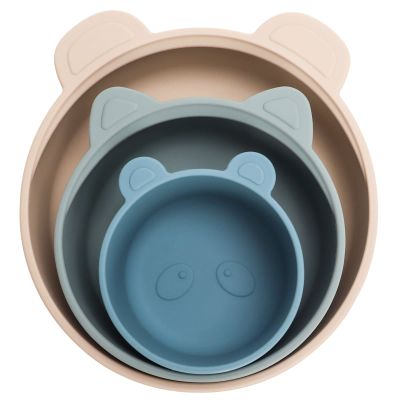 Ali+Oli Children's (3pc) Stackable Snack Bowl Set (Blue Horizon) BPA Free Food-Grade Silicone Bowls for Infant & Toddler