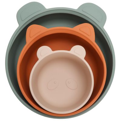 Ali+Oli Children's (3pc) Stackable Snack Bowl Set (Citrus Splash) BPA Free Food-Grade Silicone Bowls for Infant & Toddler