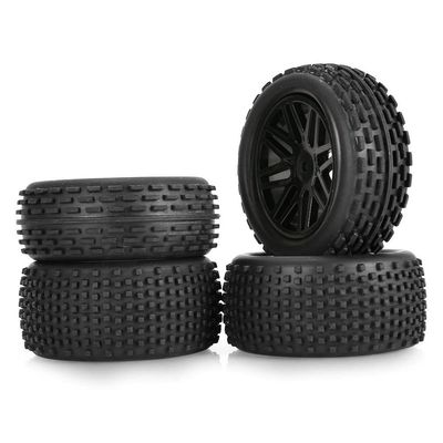4 Pack Rubber Wheel Tires with Hub for Wltoys 1/10 1/12 1/14 Off-Road for Wltoys 104001 124018 124019 144001 for HSP Tamiya HPI Accessory Part