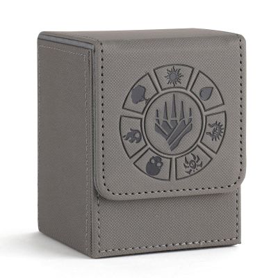 Arkeiliy Card Deck Box, 110+ Storage MTG Deck Box with 50 Pcs Card Sleeve, Collectible Trading Card Cases for Magic Commander and More (Grey)