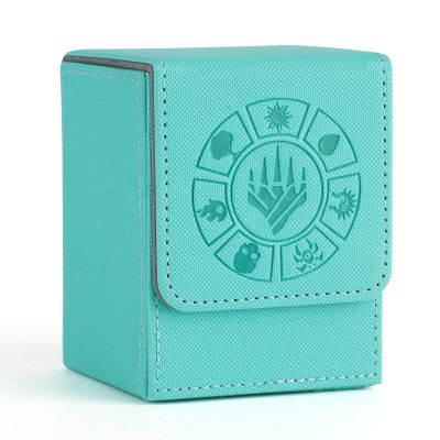 Arkeiliy Card Deck Box, 110+ Storage MTG Deck Box with 50 Pcs Card Sleeve, Collectible Trading Card Cases for Magic Commander and More (Turquoise)