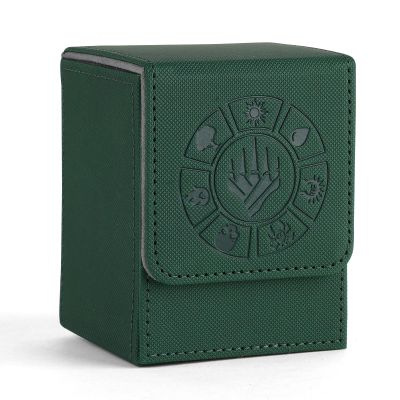 Arkeiliy Card Deck Box, 110+ Storage MTG Deck Box with 50 Pcs Card Sleeve, Collectible Trading Card Cases for Magic Commander and More (Green)