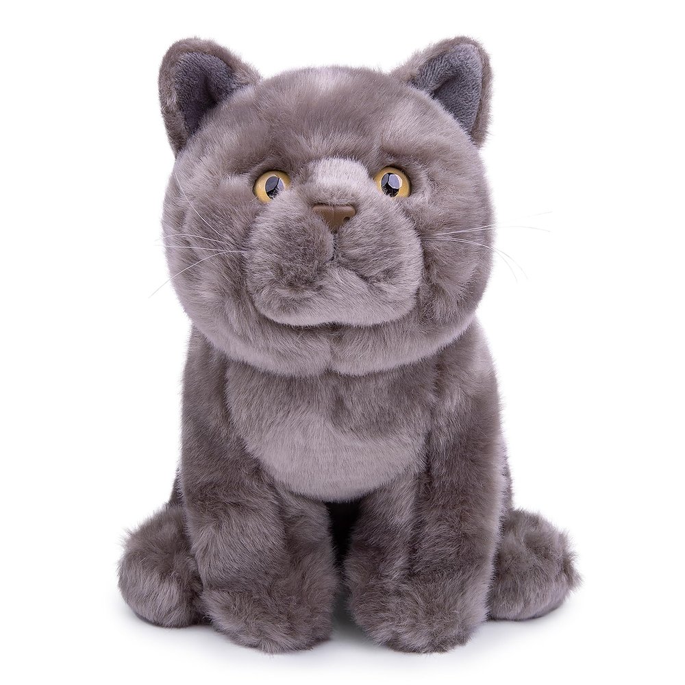 Tiny Heart Simulation British Short cat Plush Toys, 11.02inch Cute British Short cat Stuffed Animal Plush Toys for Kids Boys and Girls Kawaii Birthday Gifts, Room Decoration