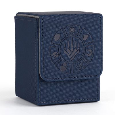 Arkeiliy Card Deck Box, 110+ Storage MTG Deck Box with 50 Pcs Card Sleeve, Collectible Trading Card Cases for Magic Commander and More (Blue)