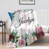 Artsadd Personalized Baby Blanket with Name Custom Baby Throw Blanket for Girls Customized Name Receiving Swaddle Floral Blanket for Infant Newborn Toddler Personalized Birthday 50"x60" view 2