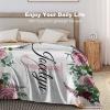 Artsadd Personalized Baby Blanket with Name Custom Baby Throw Blanket for Girls Customized Name Receiving Swaddle Floral Blanket for Infant Newborn Toddler Personalized Birthday 50"x60" view 3