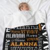 Personalized Name Text -Black Baby Blanket for Boy Girls,Soft Minky Blanket Layer Dotted Backing Newborn Naps 50X60 in view 2
