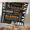 Personalized Name Text -Black Baby Blanket for Boy Girls,Soft Minky Blanket Layer Dotted Backing Newborn Naps 50X60 in view 4
