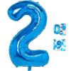 2 Number Balloon Blue 40 inch Big Foil Mylar 2nd Balloons for 2 Year Old Boy Girl Birthday Party Decorations Wedding Anniversary Events Supplies view 1