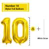10 Number Balloon Gold 40 inch Big Foil Mylar 10th Balloons for 10 Year Old Boy Girl Birthday Party Decorations Wedding Anniversary Events Supplies view 2