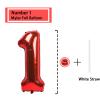 1 Number Balloon Red 40 inch Big Foil Mylar 1st Balloons for 1 Year Old Boy Girl Birthday Party Decorations Wedding Anniversary Events Supplies view 2