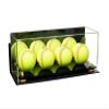Better Display Cases Acrylic Four Softballs Display Case with Mirror Case, Yellow Risers, Black Base, Wallmount and Plastic Rings 17" x 6" x 7" (A019/V46) view 1