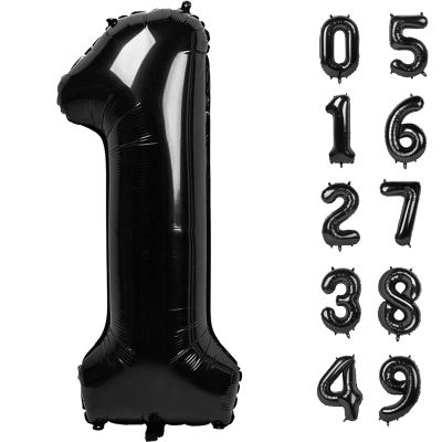40 Inch Black Number Balloon 0-9(Zero-Nine), Big Size Happy Birthday Balloon, Foil Helium Big Number Balloon for Birthday Celebration Decorations Graduations Anniversary Photo Shoot