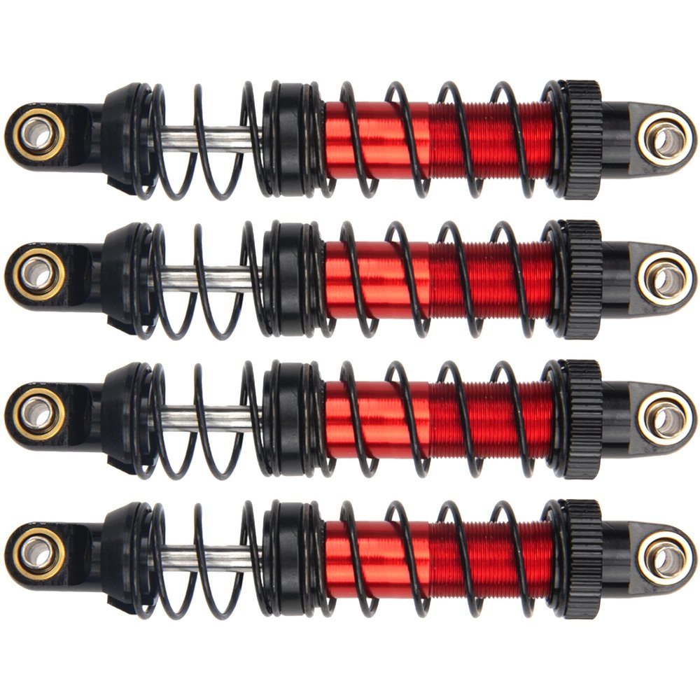 4Pcs Vgoohobby Metal Shocks Absorber Adjustable Dampers Compatible with Axial SCX10 Traxxas TRX4 D90 90046 Redcat Gen7 1/10 RC Crawler Car (Red,80mm)