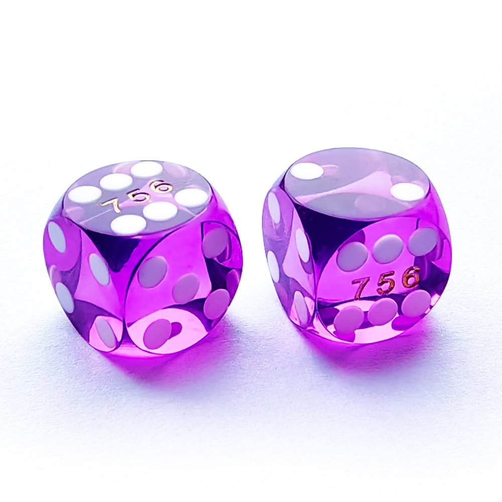 Bescon Professional Precision Dice Round Corner 9/16" (14.3mm) with Random Serial Number, Precision Cut Dice 14.3MM Gem Purple, 2pcs Set