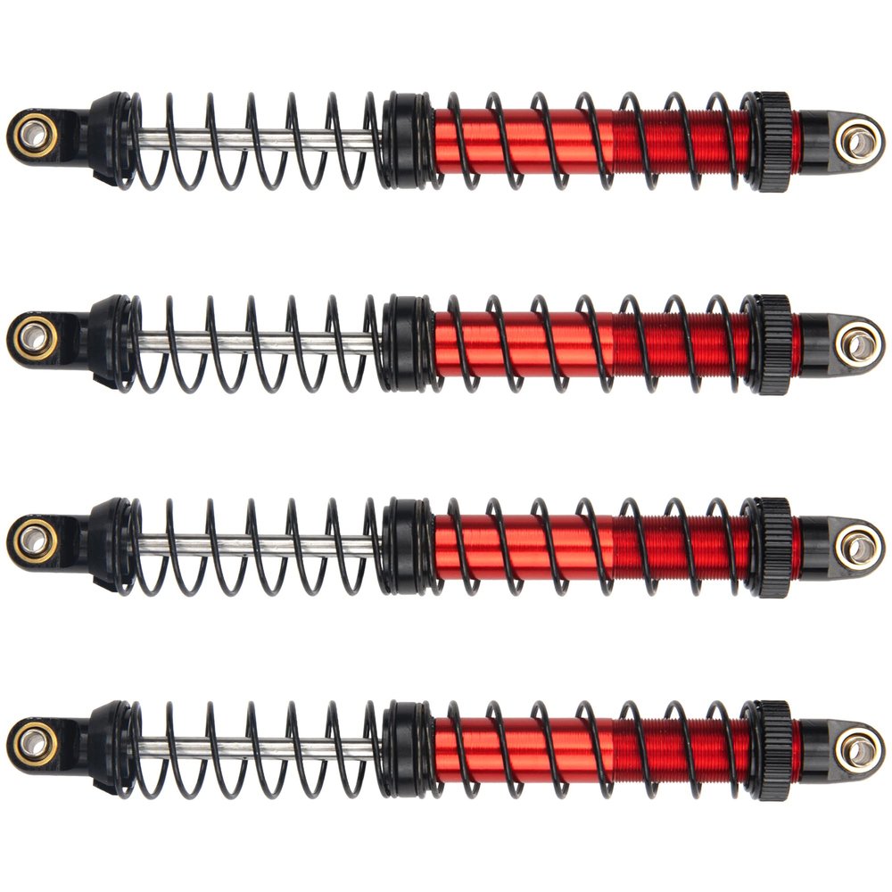 4Pcs Vgoohobby Metal Shocks Absorber Adjustable Dampers Compatible with Axial SCX10 Traxxas TRX4 D90 90046 Redcat Gen7 1/10 RC Crawler Car (Red,120mm)