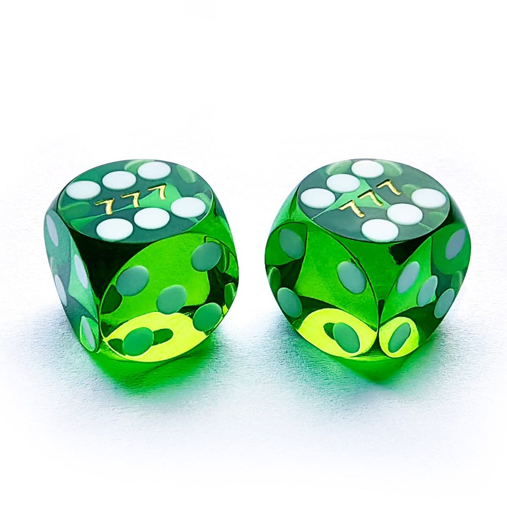 Bescon Professional Precision Dice Round Corner 5/8" (16mm) with Random Serial Number, Precision Cut Dice 16MM Gem Green, 2pcs Set